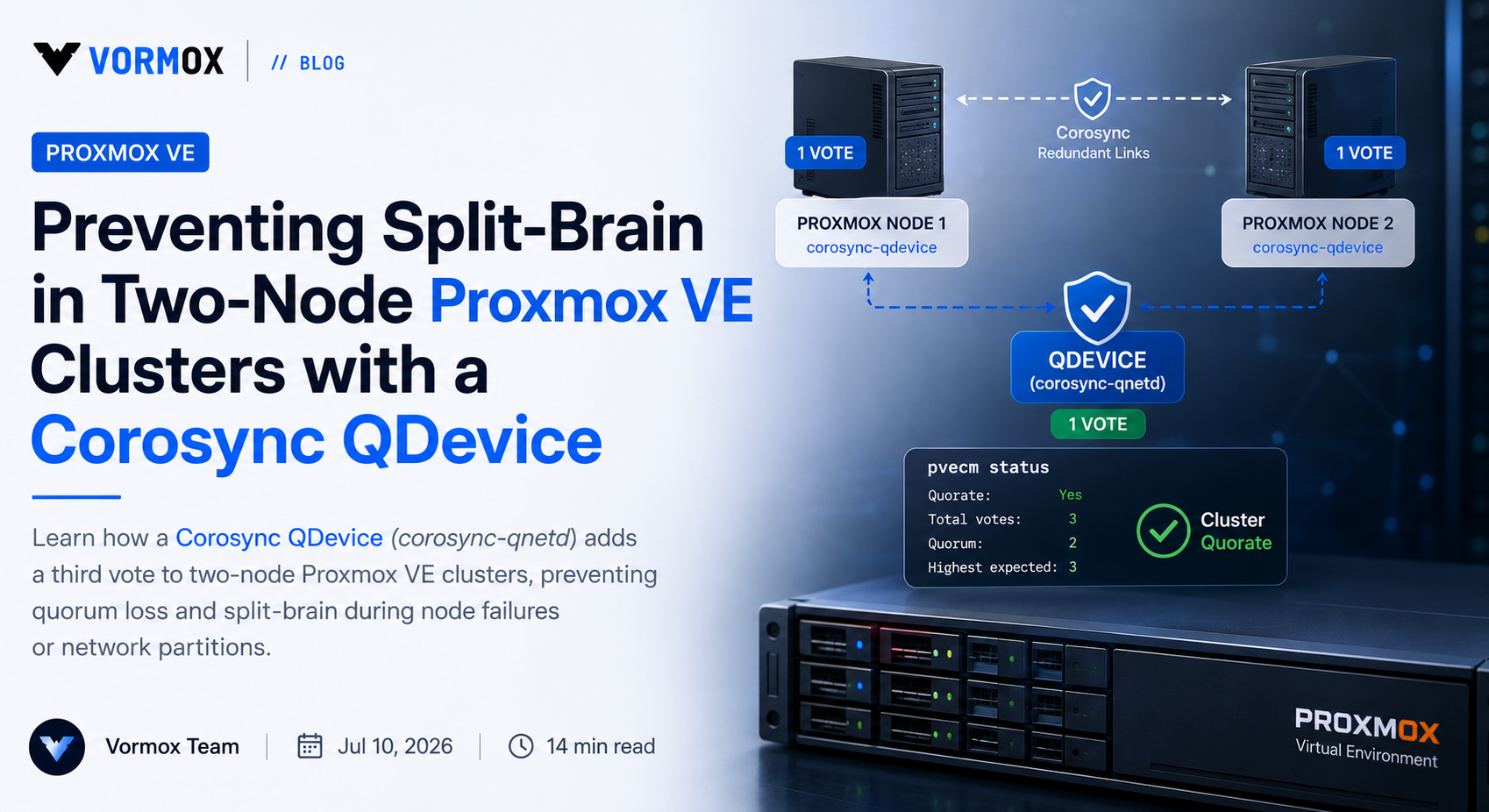 Preventing Split-Brain in Two-Node Proxmox VE Clusters with a Corosync QDevice
