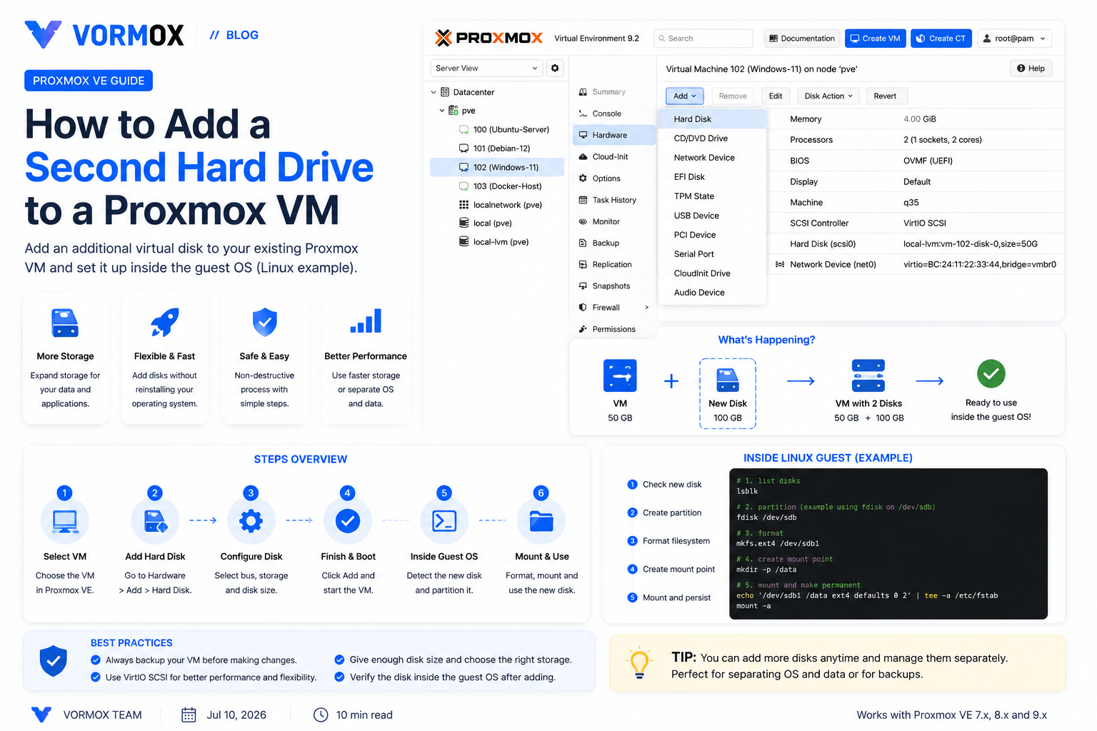 How to Add a Second Hard Drive to a Proxmox VM