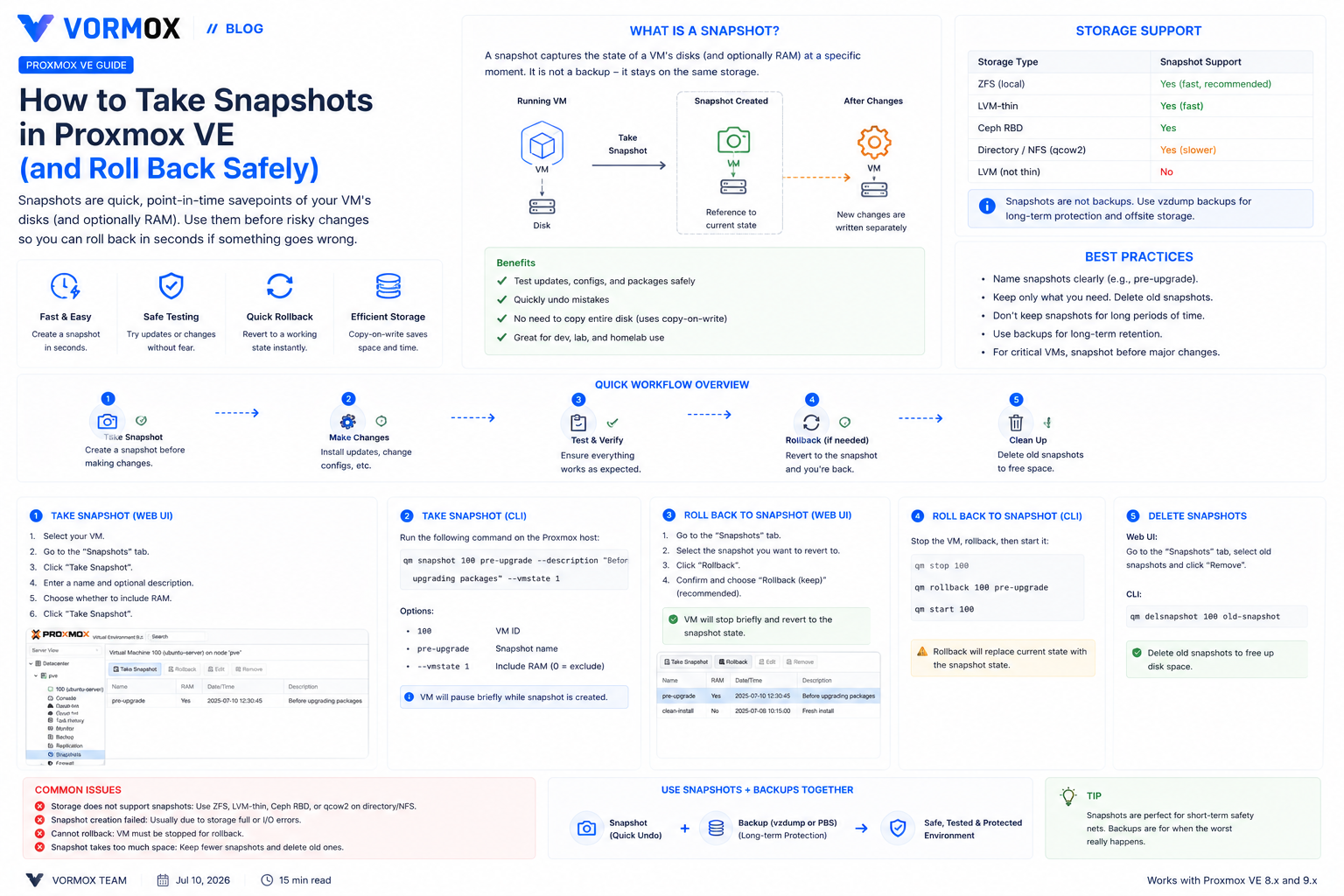 How to Take Snapshots in Proxmox VE (and Roll Back Safely)